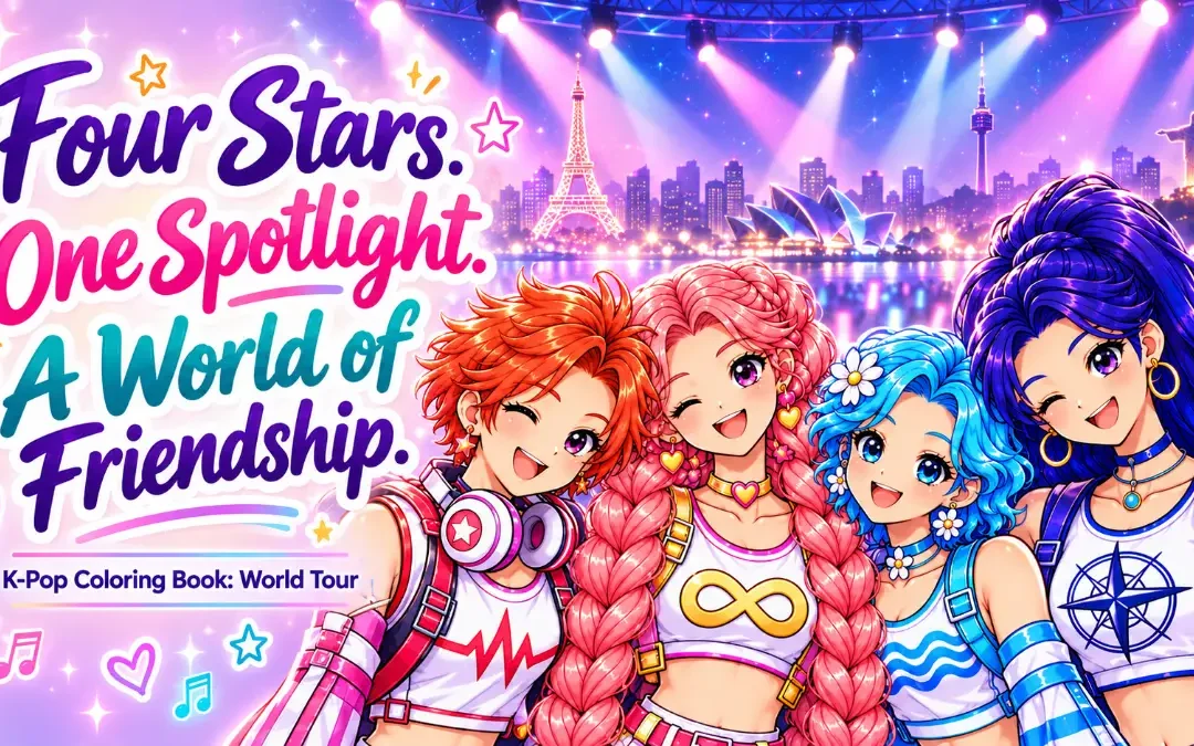 What Happens When Four Stars Share the Spotlight? A K-Pop Coloring Adventure