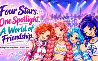 What Happens When Four Stars Share the Spotlight? A K-Pop Coloring Adventure